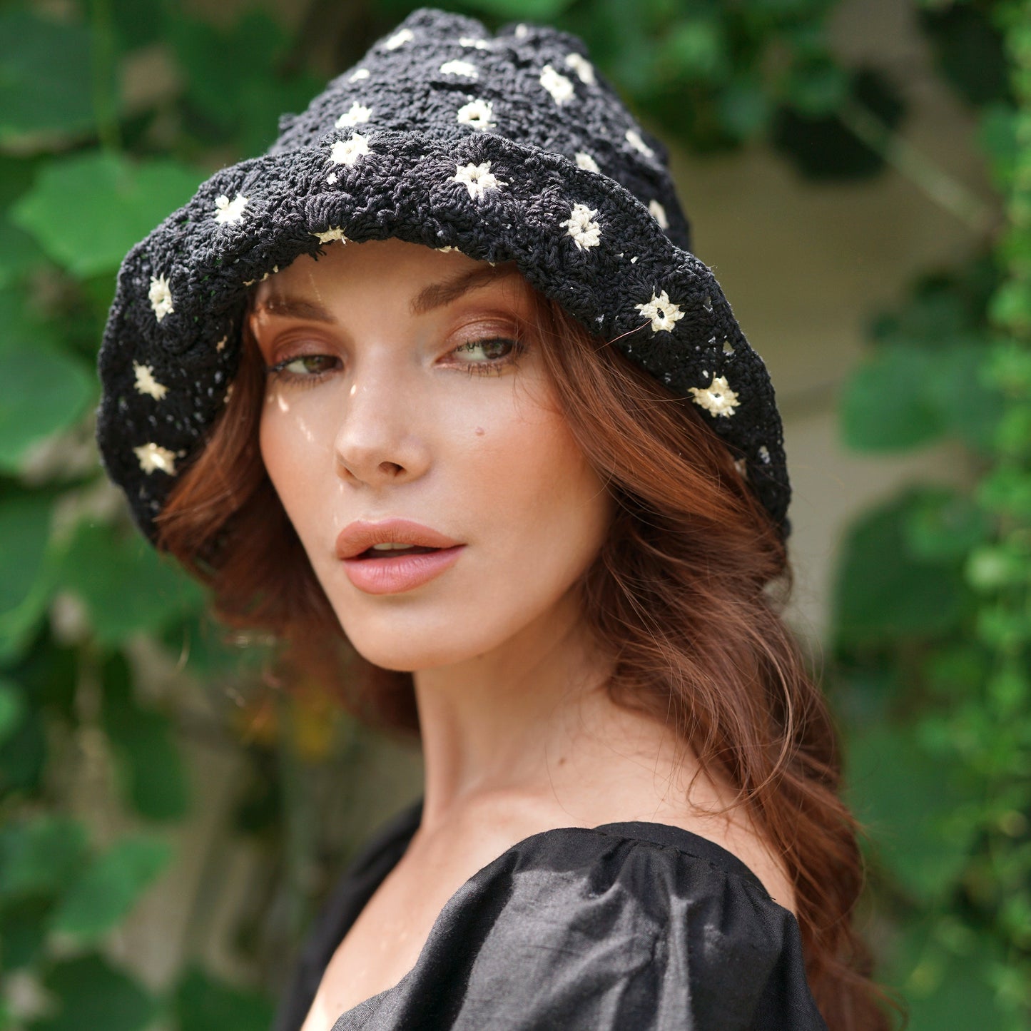 FLORA Crochet Hat In Black by BrunnaCo