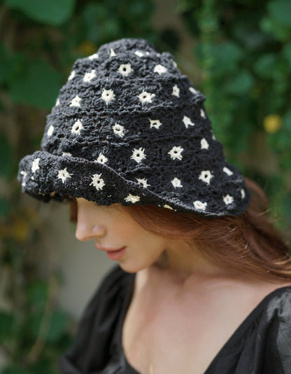 FLORA Crochet Hat In Black by BrunnaCo