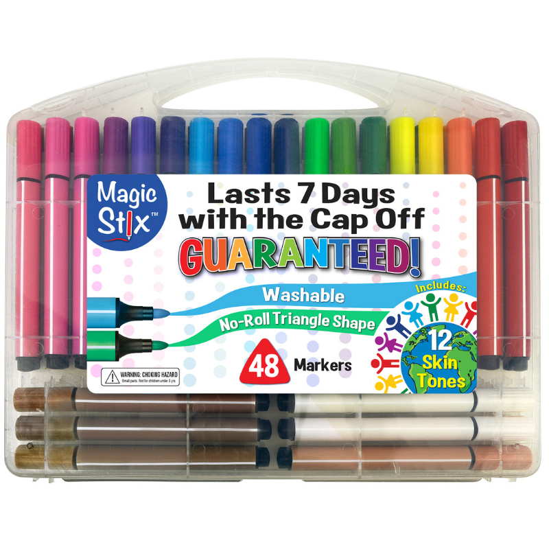 NEW! Triangular Magic Stix Markers, 48 Pack, Includes Global Skin Tones, Last 7 Days NO Cap! by TPG Creations/The Pencil Grip, Inc.