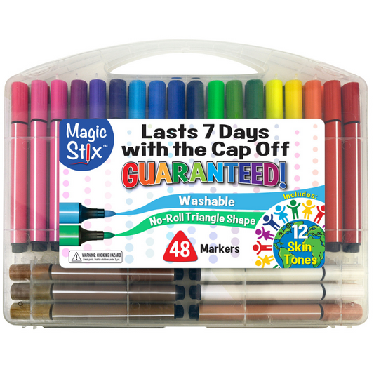 NEW! Triangular Magic Stix Markers, 48 Pack, Includes Global Skin Tones, Last 7 Days NO Cap! by TPG Creations/The Pencil Grip, Inc.