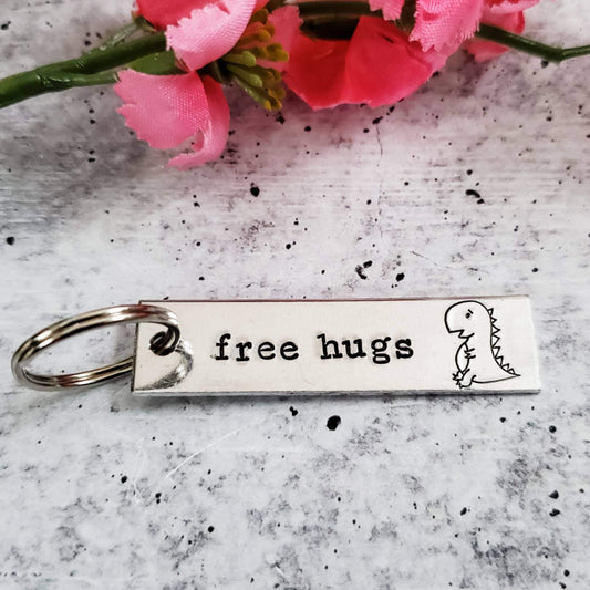 FREE HUGS T-Rex  Bar Keychain by Salt and Sparkle