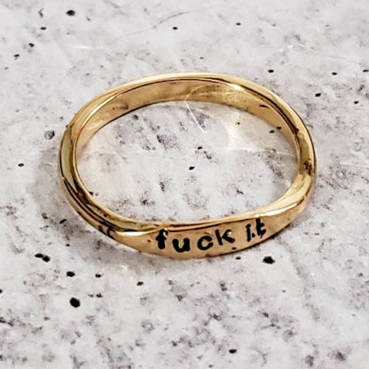 FUCK IT Dainty Gold Ring by Salt and Sparkle