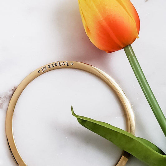 GRATEFUL Stacking Bangle Bracelet by Salt and Sparkle