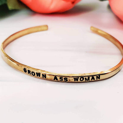 GROWN ASS WOMAN Skinny Cuff Bracelet by Salt and Sparkle