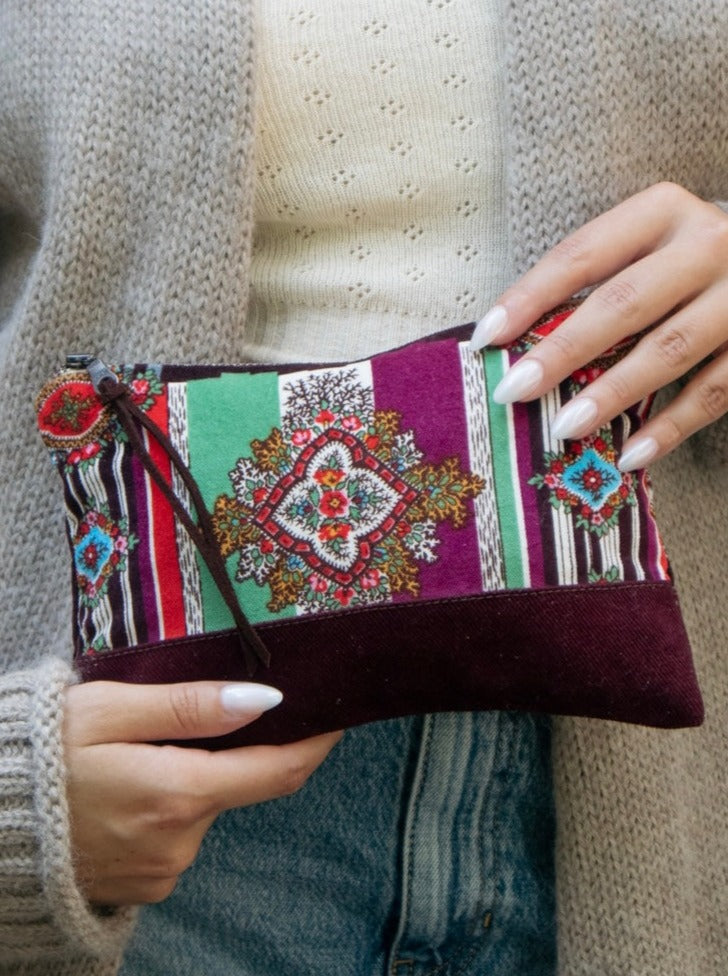 Geo Paisley Velvet Clutch by Ash & Rose