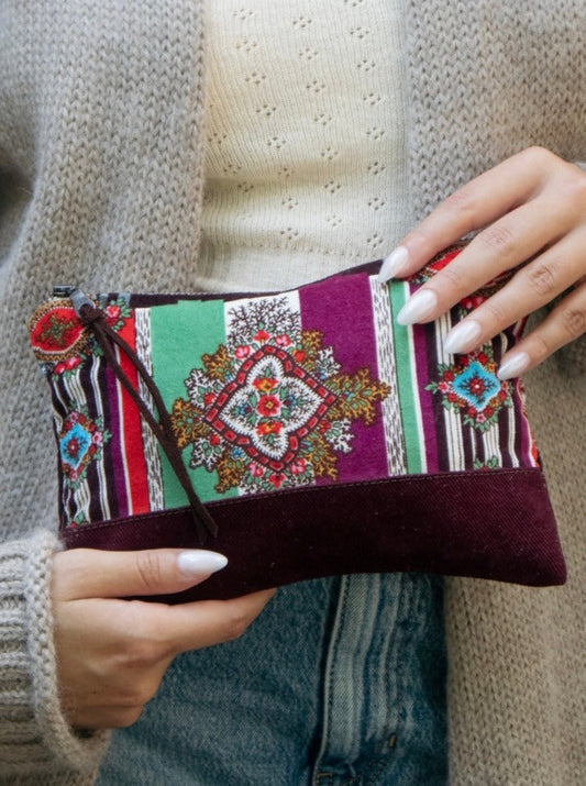 Geo Paisley Velvet Clutch by Ash & Rose