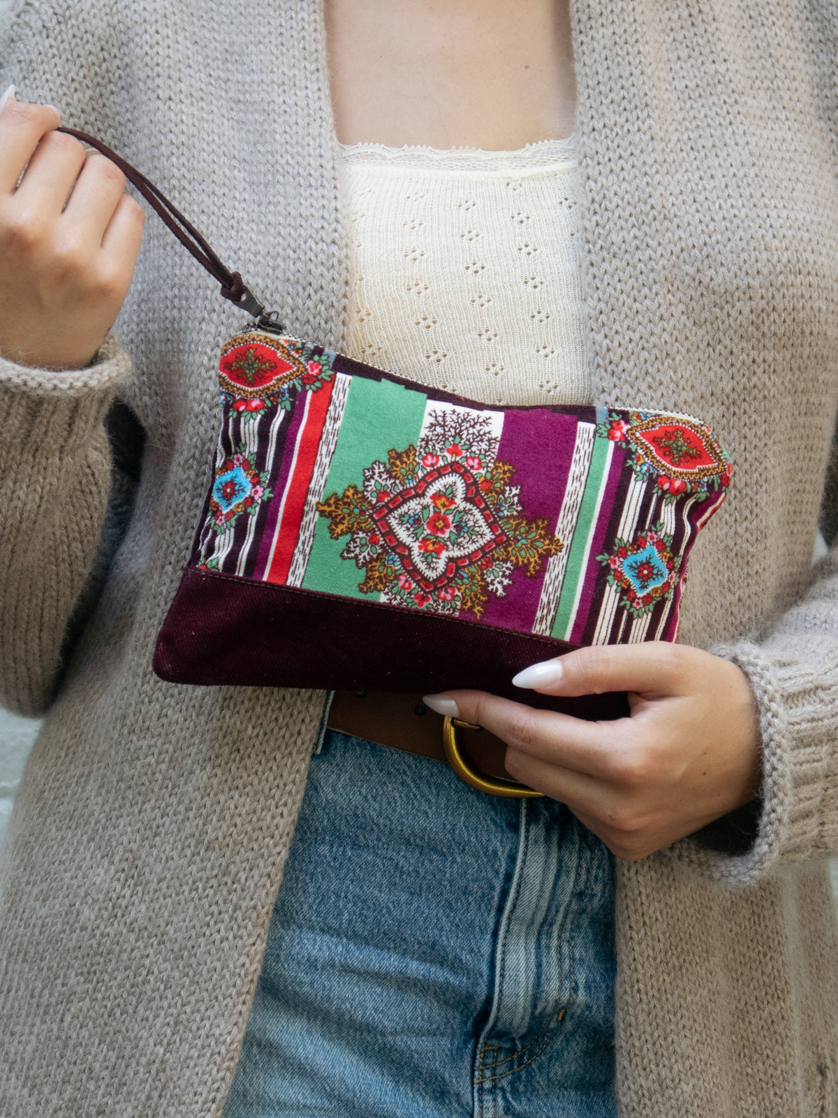 Geo Paisley Velvet Clutch by Ash & Rose