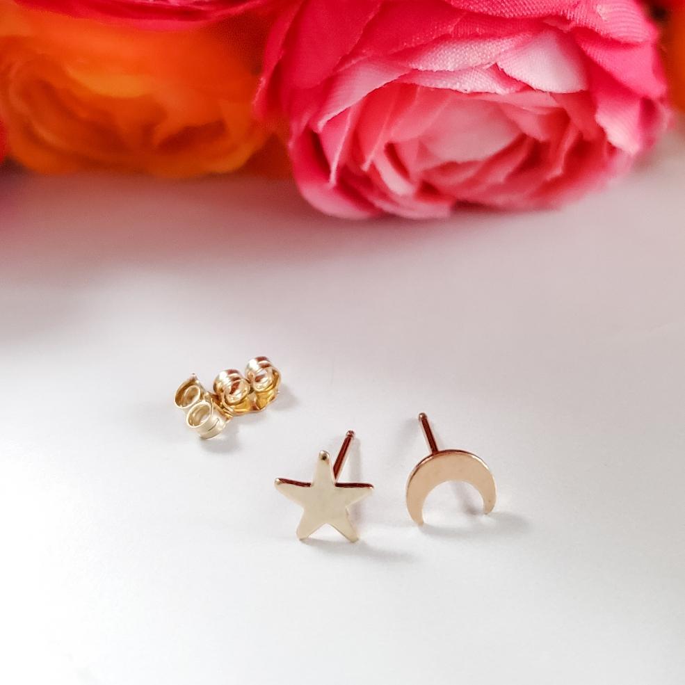 Gold Celestial Mix and Match Stud Earrings by Salt and Sparkle