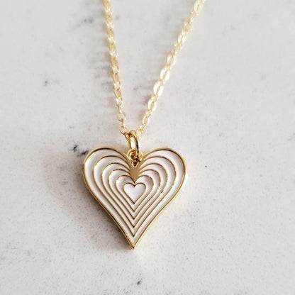 Gold Enamel Heart Necklace by Salt and Sparkle