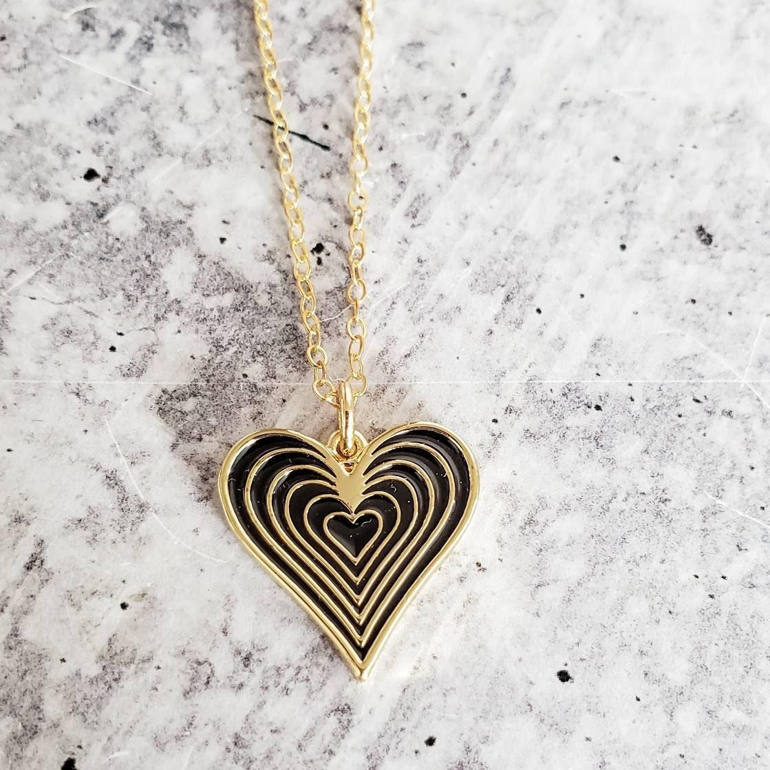 Gold Enamel Heart Necklace by Salt and Sparkle