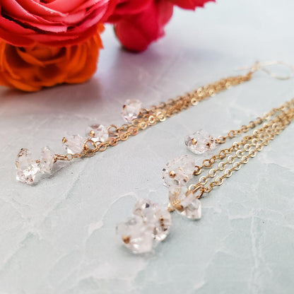 Gold Herkimer Diamond Threader Earrings by Salt and Sparkle