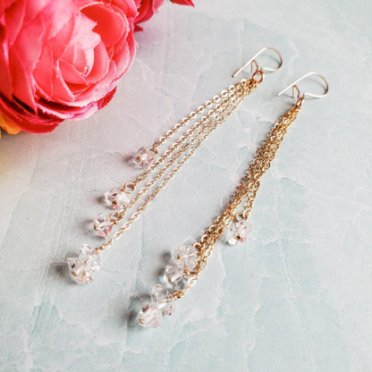 Gold Herkimer Diamond Threader Earrings by Salt and Sparkle