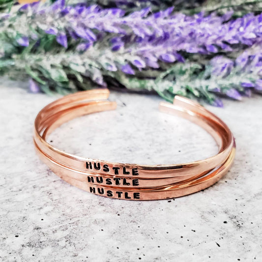 HUSTLE Skinny Cuff Bracelet by Salt and Sparkle