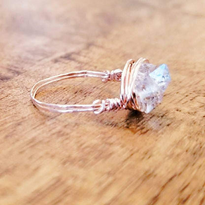 Herkimer Diamond Trio Wire Wrapped Ring by Salt and Sparkle