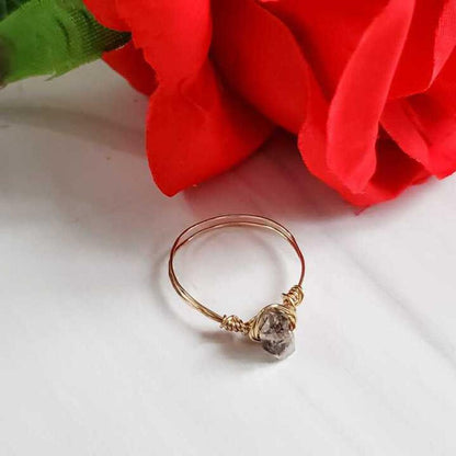 Herkimer Diamond Wire Wrapped Stacking Ring by Salt and Sparkle