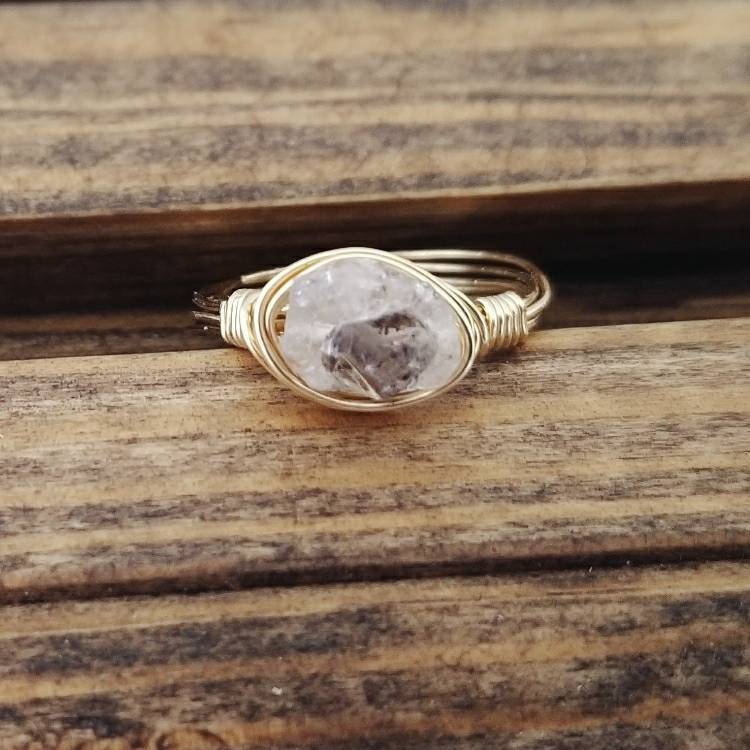 Herkimer Diamond Wire Wrapped Stacking Ring by Salt and Sparkle