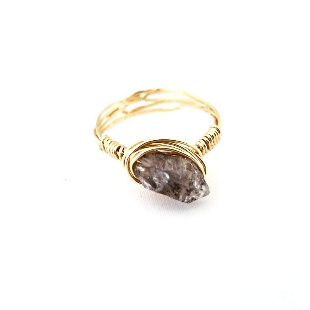 Herkimer Diamond Wire Wrapped Stacking Ring by Salt and Sparkle