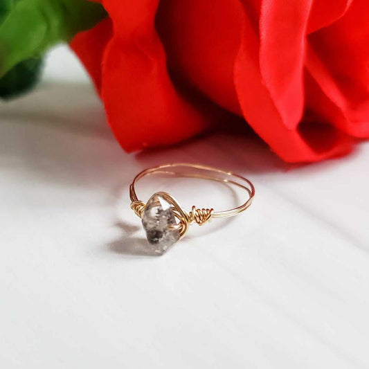 Herkimer Diamond Wire Wrapped Stacking Ring by Salt and Sparkle