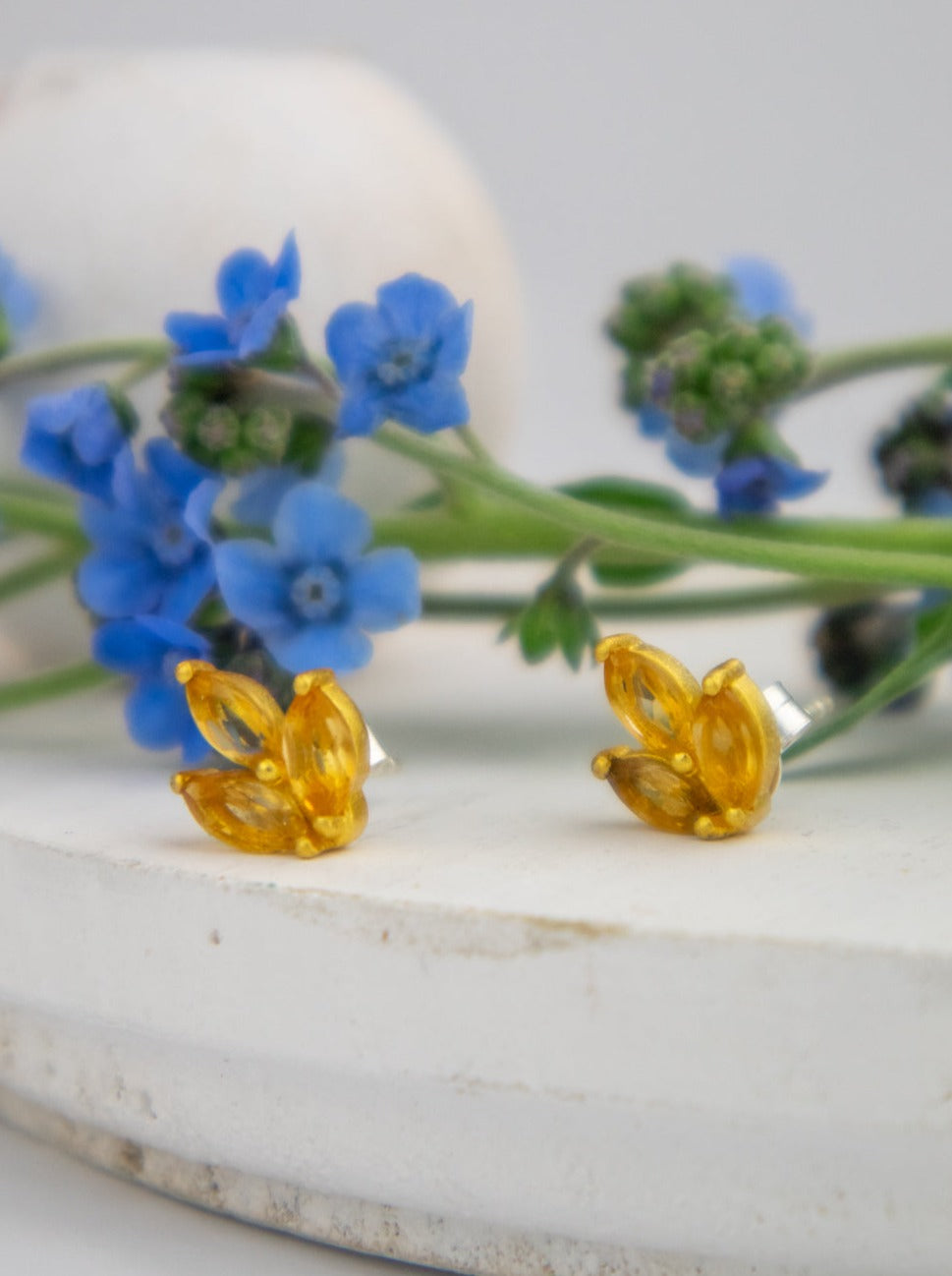 Tri Leaf Stud Earrings by Ash & Rose