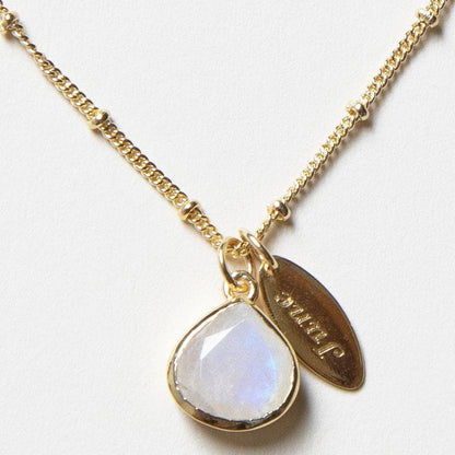 June Rainbow Moonstone Birthstone Necklace by Tiny Rituals