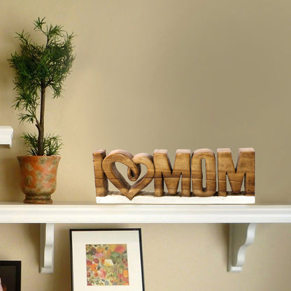 I Love Mom Handmade Wooden Sculpture by Decozen