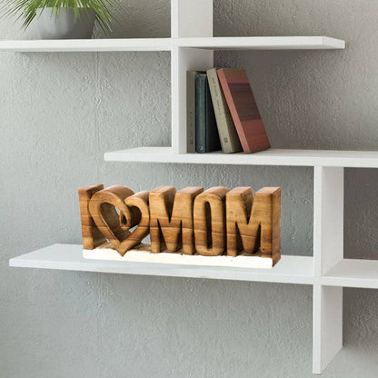 I Love Mom Handmade Wooden Sculpture by Decozen