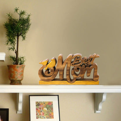 Best Mom Handmade Wooden Sculpture by Decozen