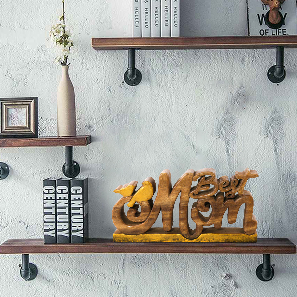 Best Mom Handmade Wooden Sculpture by Decozen