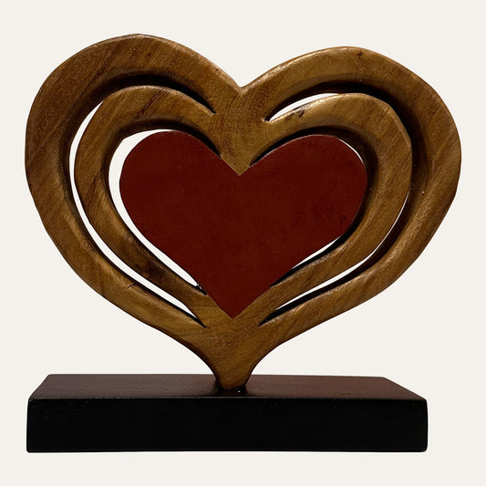 Decozen Home Decor Handmade Wooden Sculpture in Hearts Shape by Decozen