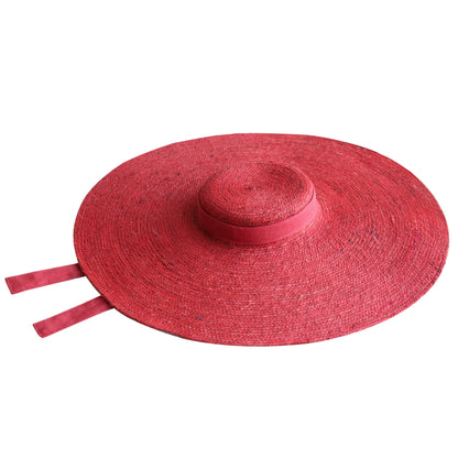 LOLA Wide Brim Jute Straw Hat in Red by BrunnaCo