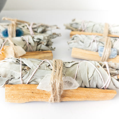 Palo Santo, Sage & Crystal Smudging Bundle by Whyte Quartz