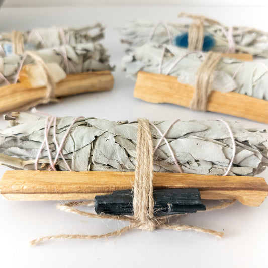 Palo Santo, Sage & Crystal Smudging Bundle by Whyte Quartz