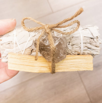 Palo Santo, Sage & Crystal Smudging Bundle by Whyte Quartz