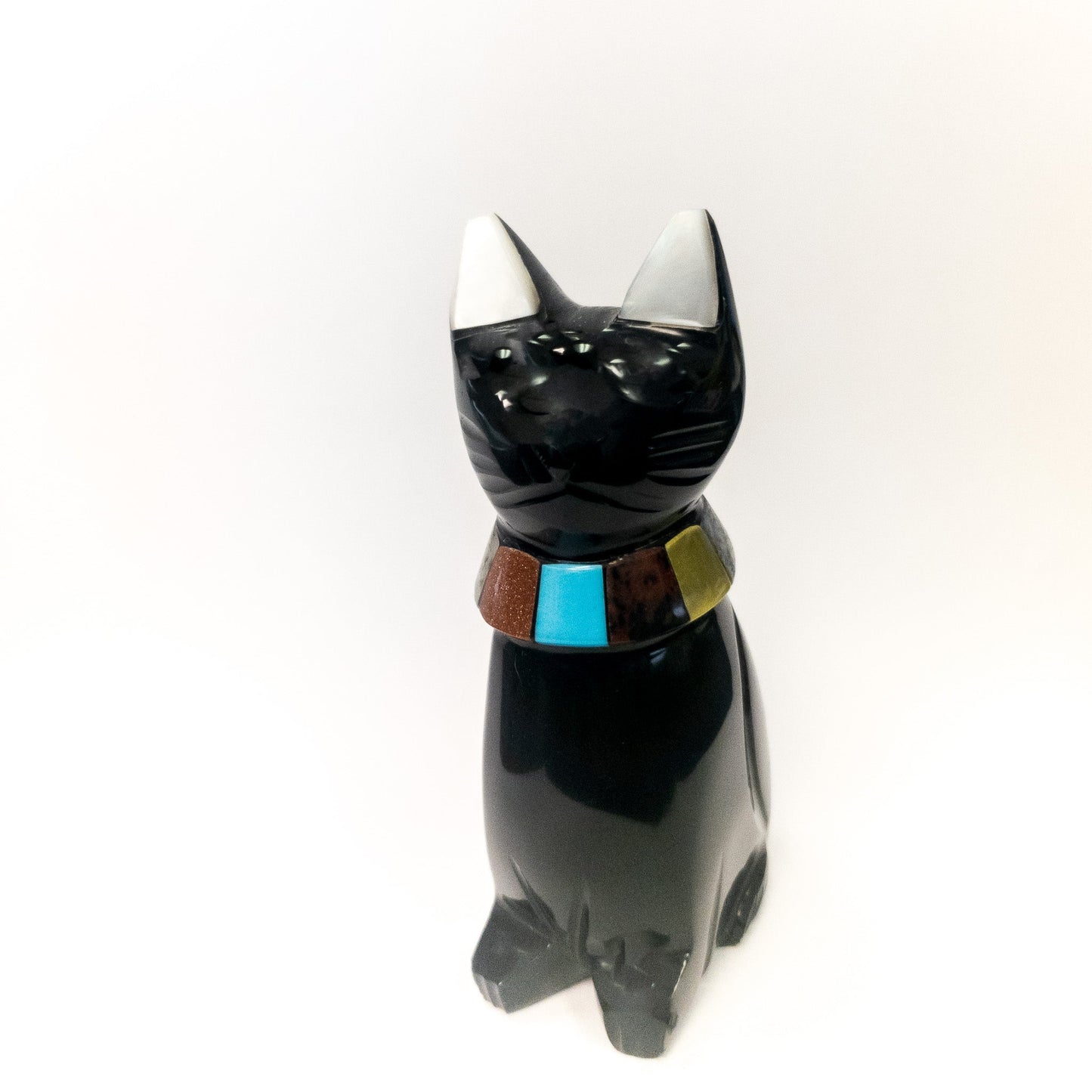 Black Obsidian Cats with Stone Collar by Whyte Quartz