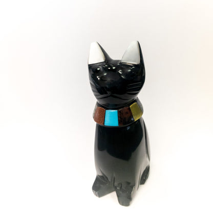 Black Obsidian Cats with Stone Collar by Whyte Quartz