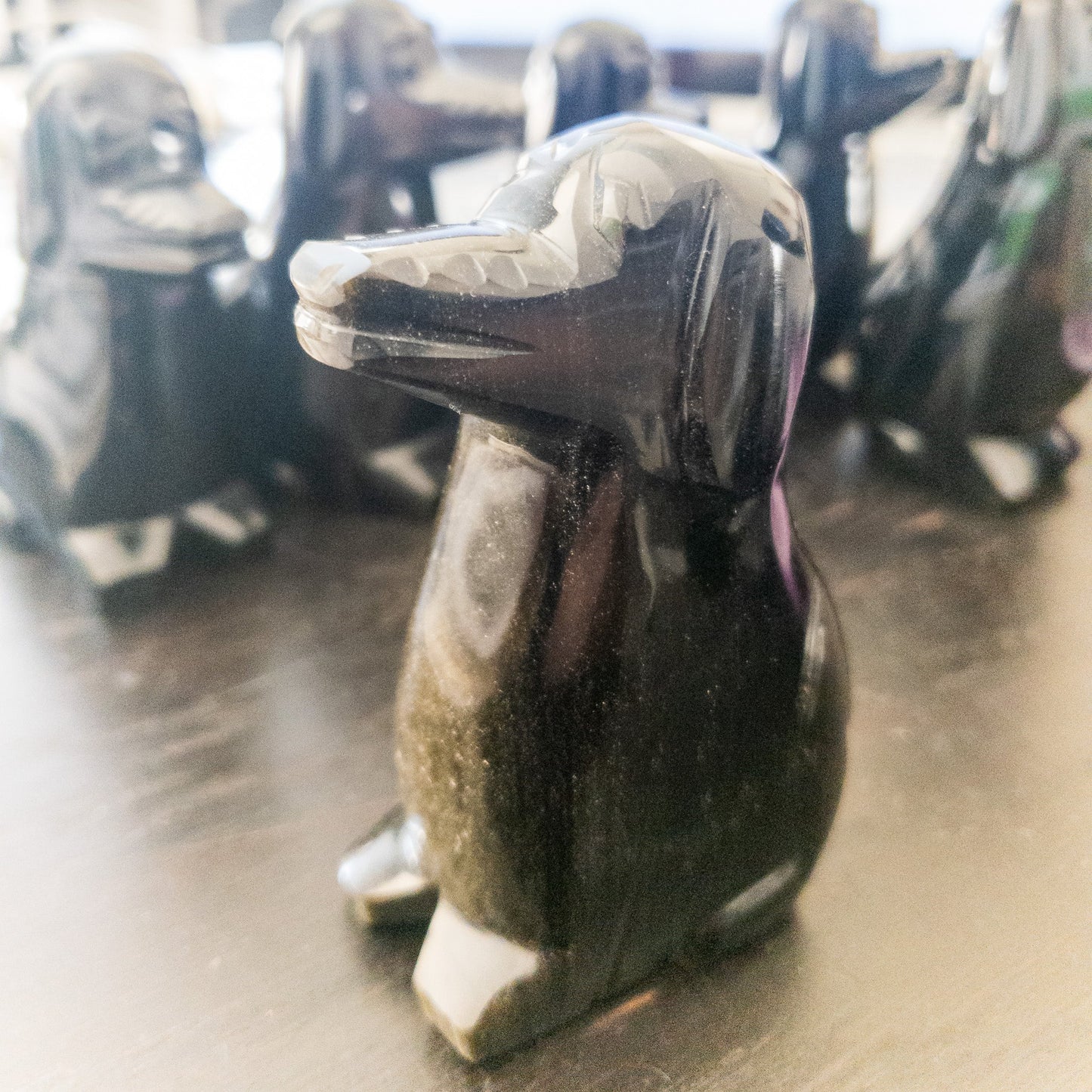 Gold Sheen Obsidian Dog Figurine by Whyte Quartz