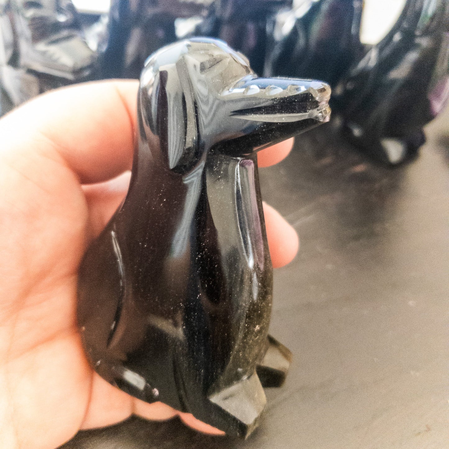 Gold Sheen Obsidian Dog Figurine by Whyte Quartz