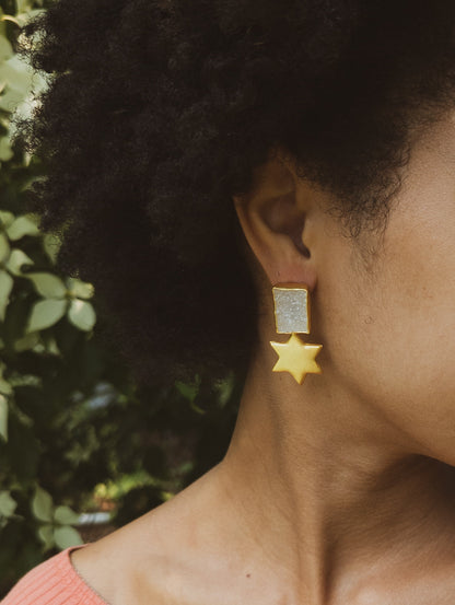 Druzy Star Statement Earrings by Ash & Rose