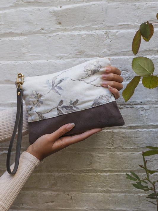 Winona Embroidered Linen Wristlet by Ash & Rose