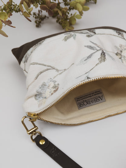 Winona Embroidered Linen Wristlet by Ash & Rose