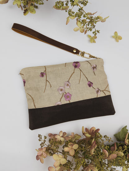 Alice Embroidered Linen Wristlet by Ash & Rose