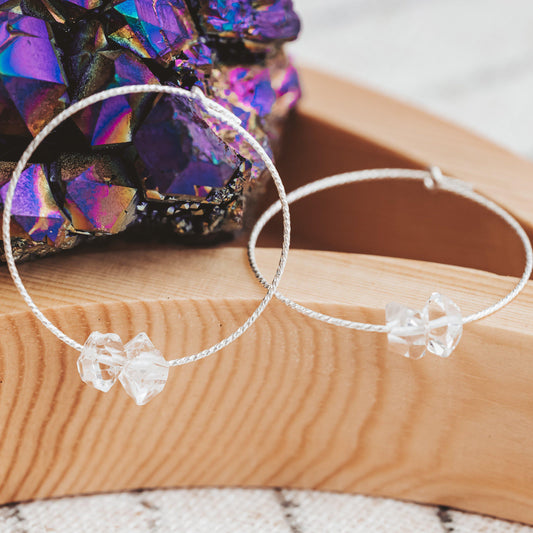 Large Herkimer Diamond Hoop Earrings by Salt and Sparkle