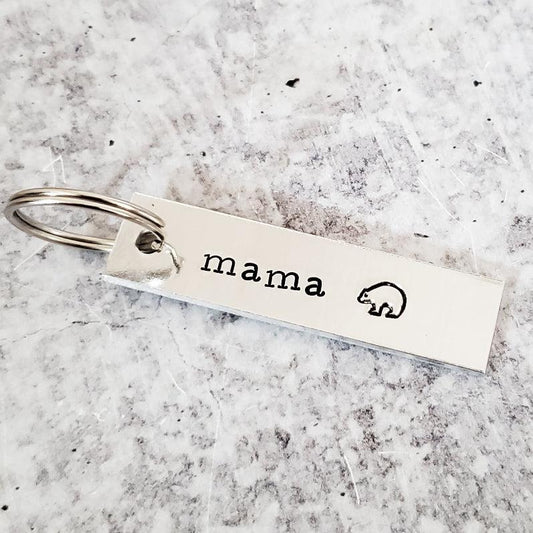 MAMA with Bear Emoji Bar Keychain by Salt and Sparkle