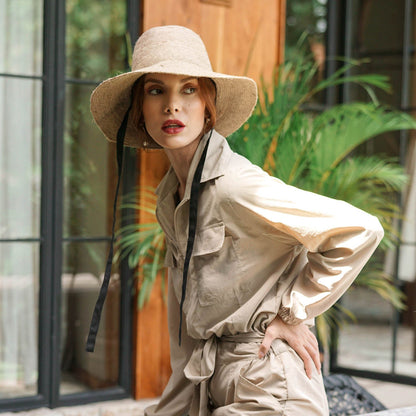 MEG Jute Straw Hat In Nude Beige by BrunnaCo