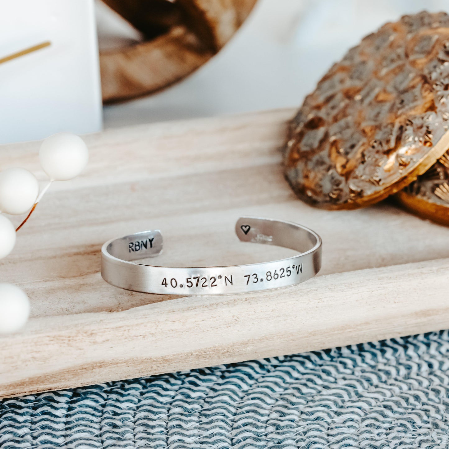 Men's Coordinates Silver Cuff Bracelet by Salt and Sparkle