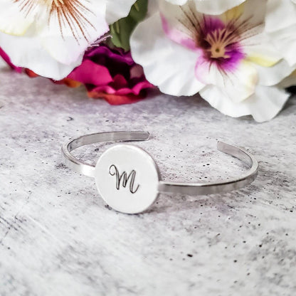 Mongram Initial Skinny Cuff Bracelet by Salt and Sparkle