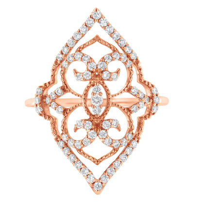 10K Rose Gold Diamond Cocktail Ring (1/2 Cttw, H-I Color, I1-I2 Clarity)