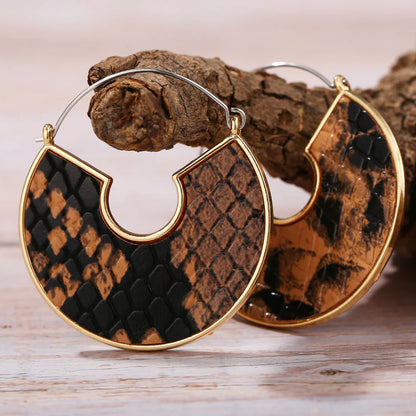 Snake Skin Half Moon Earrings