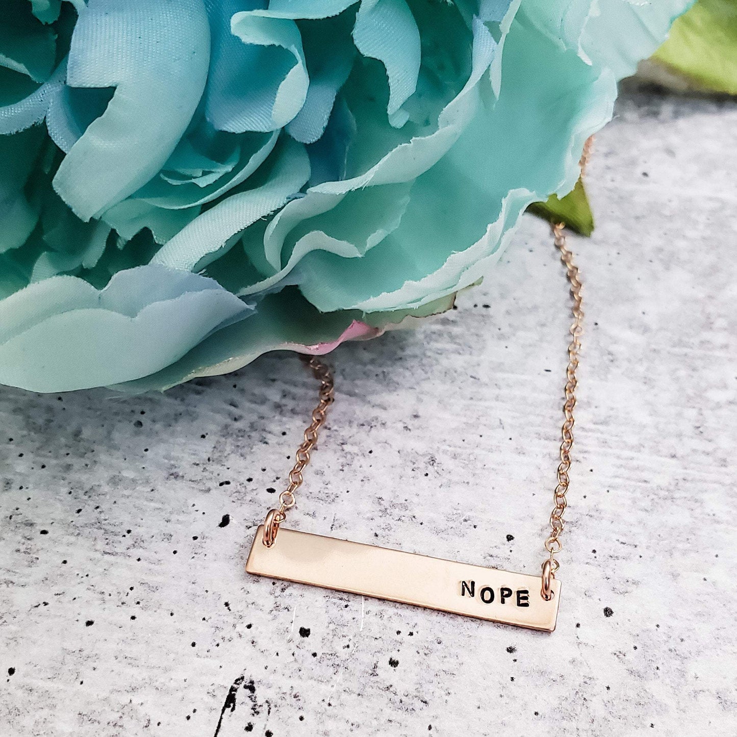 NOPE Bar Necklace by Salt and Sparkle
