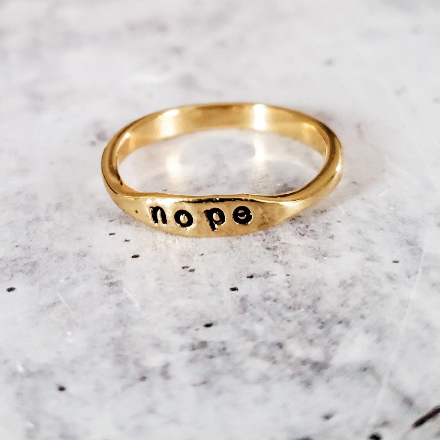 NOPE Dainty Gold Ring by Salt and Sparkle